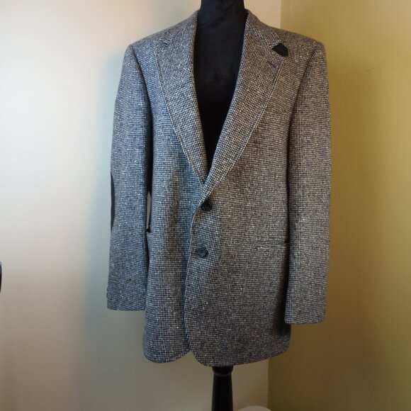 Vintage Bacharach Wool Tweed Men's 46R Sorts Coat Costumer Union Label Collectib - Picture 1 of 16